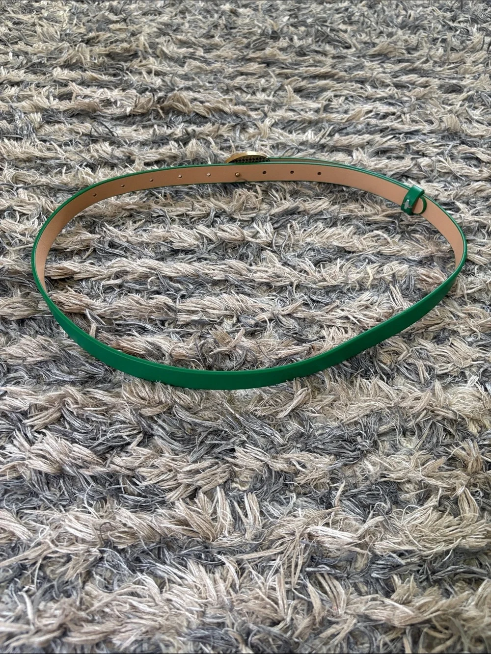 New! Green Women's PU Leather Belt with Honeycomb Enamel Snake Head Buckle OS